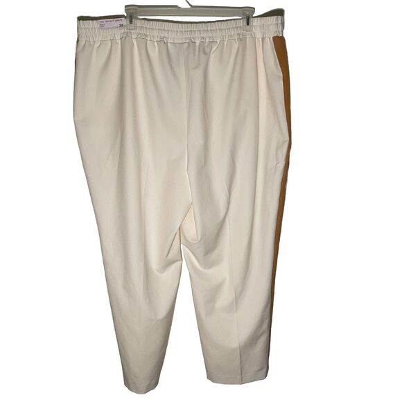Lane Bryant Pant Size 26 Cream Perfect Drape Track Pant Side Stripe Pull On NEW - Picture 2 of 10